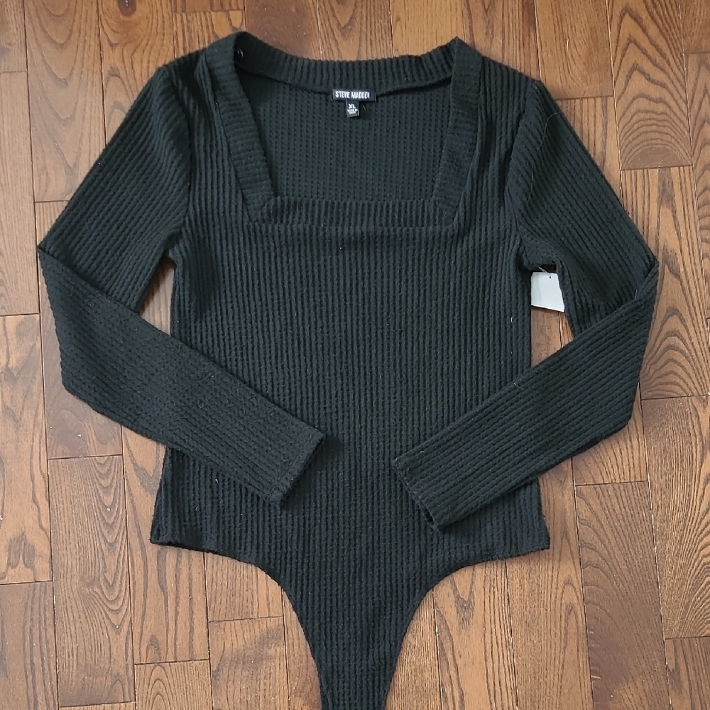NEW STEVE MADDEN Long Sleeve Ribbed Bodysuit size xl